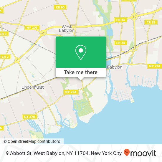 Mapa de 9 Abbott St, West Babylon, NY 11704