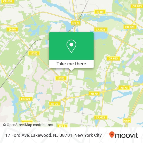Mapa de 17 Ford Ave, Lakewood, NJ 08701