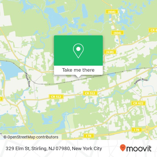 Mapa de 329 Elm St, Stirling, NJ 07980