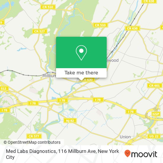Med Labs Diagnostics, 116 Millburn Ave map