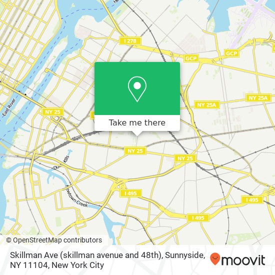 Mapa de Skillman Ave (skillman avenue and 48th), Sunnyside, NY 11104