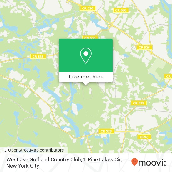 Mapa de Westlake Golf and Country Club, 1 Pine Lakes Cir