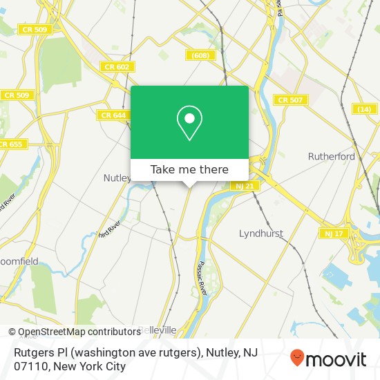 Rutgers Pl (washington ave rutgers), Nutley, NJ 07110 map