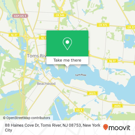 88 Haines Cove Dr, Toms River, NJ 08753 map