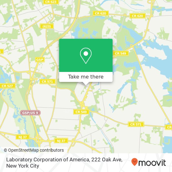 Laboratory Corporation of America, 222 Oak Ave map