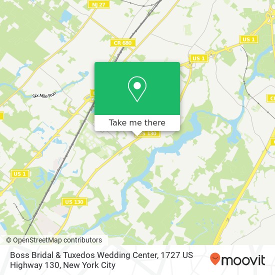 Mapa de Boss Bridal & Tuxedos Wedding Center, 1727 US Highway 130