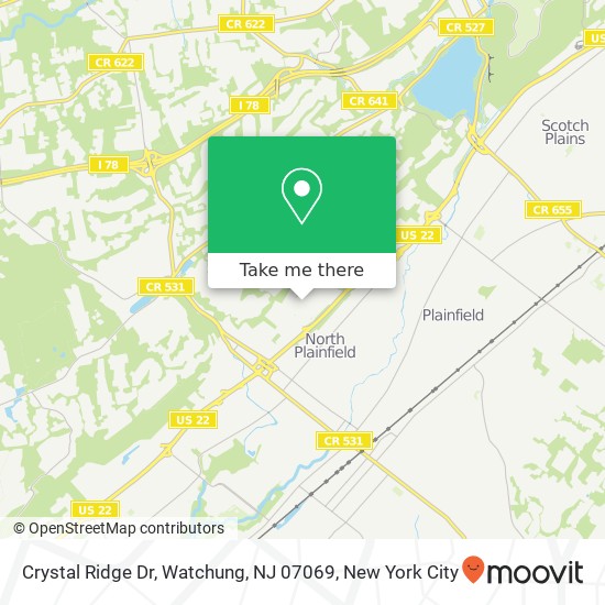 Crystal Ridge Dr, Watchung, NJ 07069 map