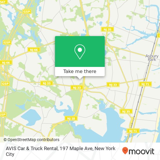 Mapa de AVIS Car & Truck Rental, 197 Maple Ave