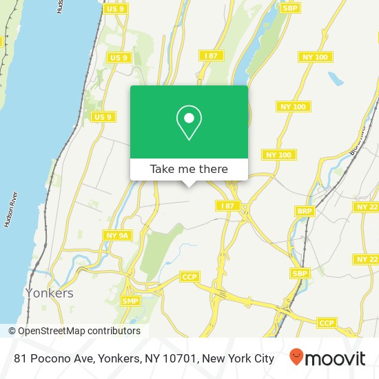 Mapa de 81 Pocono Ave, Yonkers, NY 10701