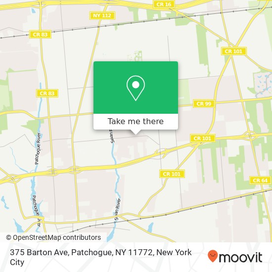 Mapa de 375 Barton Ave, Patchogue, NY 11772