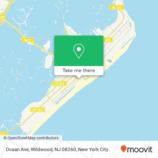 Mapa de Ocean Ave, Wildwood, NJ 08260