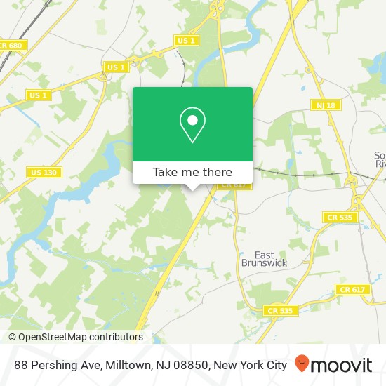 Mapa de 88 Pershing Ave, Milltown, NJ 08850