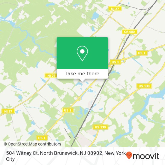 Mapa de 504 Witney Ct, North Brunswick, NJ 08902