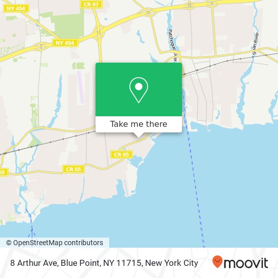Mapa de 8 Arthur Ave, Blue Point, NY 11715
