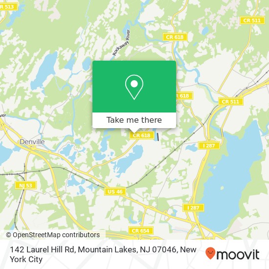 Mapa de 142 Laurel Hill Rd, Mountain Lakes, NJ 07046