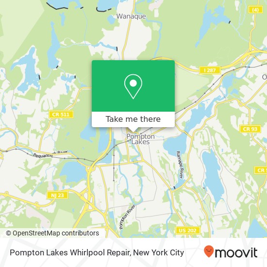 Mapa de Pompton Lakes Whirlpool Repair