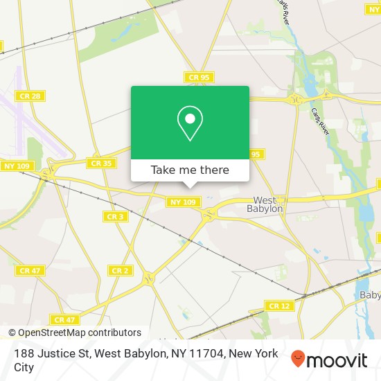Mapa de 188 Justice St, West Babylon, NY 11704