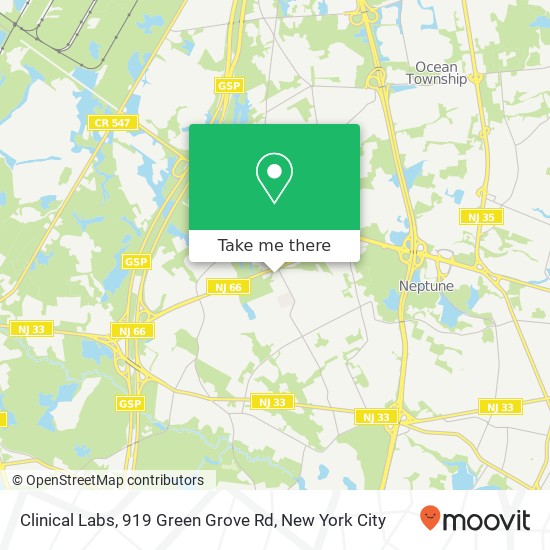 Mapa de Clinical Labs, 919 Green Grove Rd