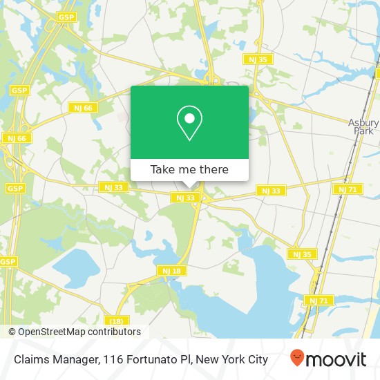 Mapa de Claims Manager, 116 Fortunato Pl