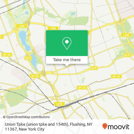 Mapa de Union Tpke (union tpke and 154th), Flushing, NY 11367