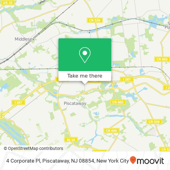 Mapa de 4 Corporate Pl, Piscataway, NJ 08854