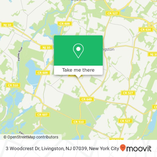 Mapa de 3 Woodcrest Dr, Livingston, NJ 07039