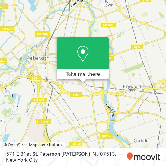 Mapa de 571 E 31st St, Paterson (PATERSON), NJ 07513