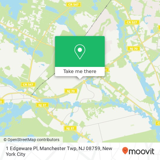 Mapa de 1 Edgeware Pl, Manchester Twp, NJ 08759