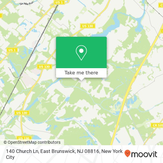Mapa de 140 Church Ln, East Brunswick, NJ 08816