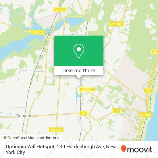 Mapa de Optimum Wifi Hotspot, 130 Hardenburgh Ave