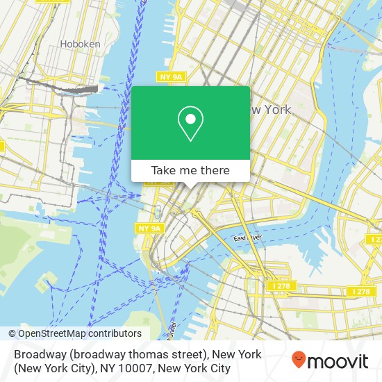Mapa de Broadway (broadway thomas street), New York (New York City), NY 10007