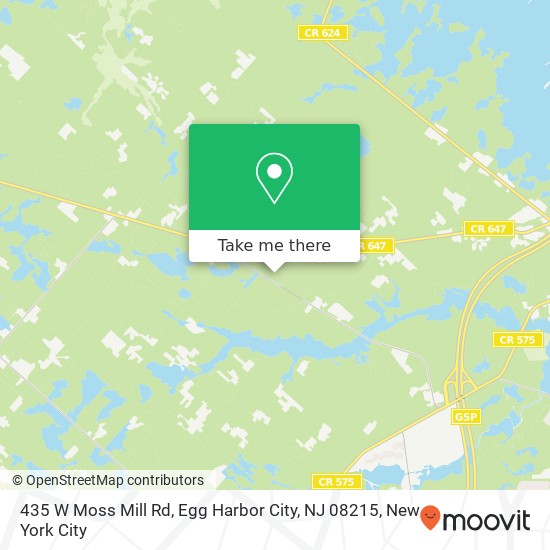 Mapa de 435 W Moss Mill Rd, Egg Harbor City, NJ 08215