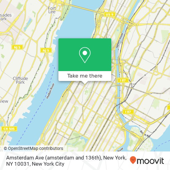 Amsterdam Ave (amsterdam and 136th), New York, NY 10031 map