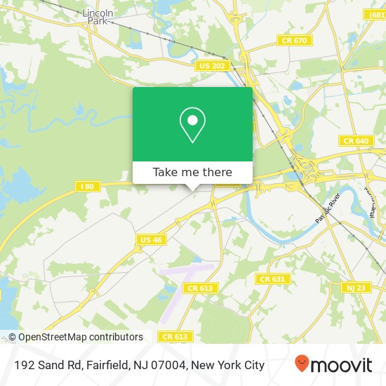 Mapa de 192 Sand Rd, Fairfield, NJ 07004