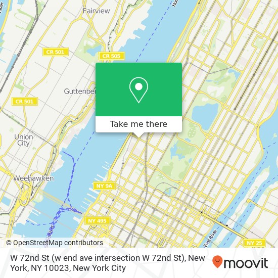 Mapa de W 72nd St (w end ave intersection W 72nd St), New York, NY 10023