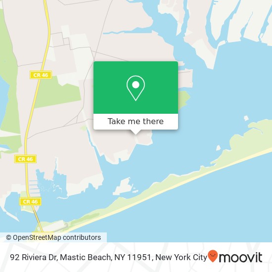 Mapa de 92 Riviera Dr, Mastic Beach, NY 11951