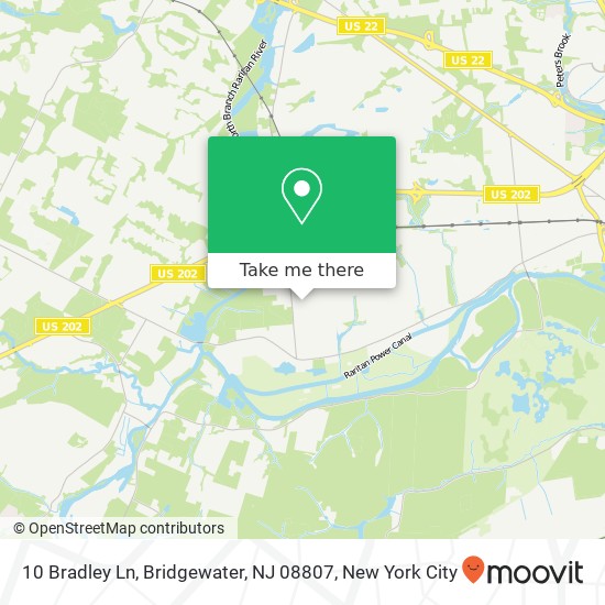 Mapa de 10 Bradley Ln, Bridgewater, NJ 08807