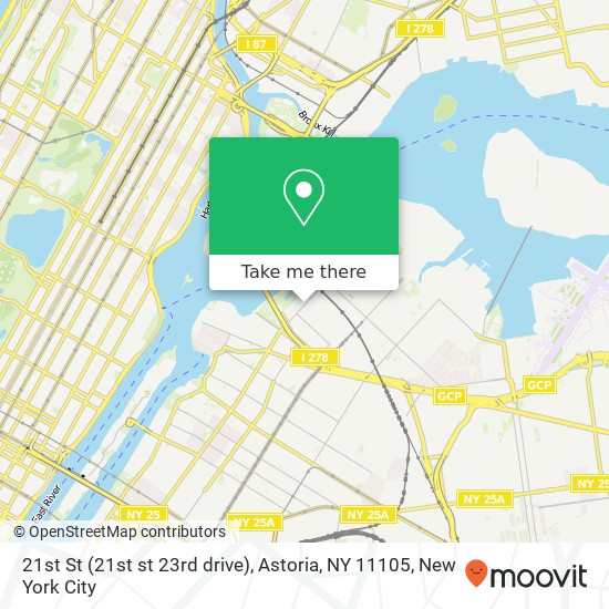 Mapa de 21st St (21st st 23rd drive), Astoria, NY 11105