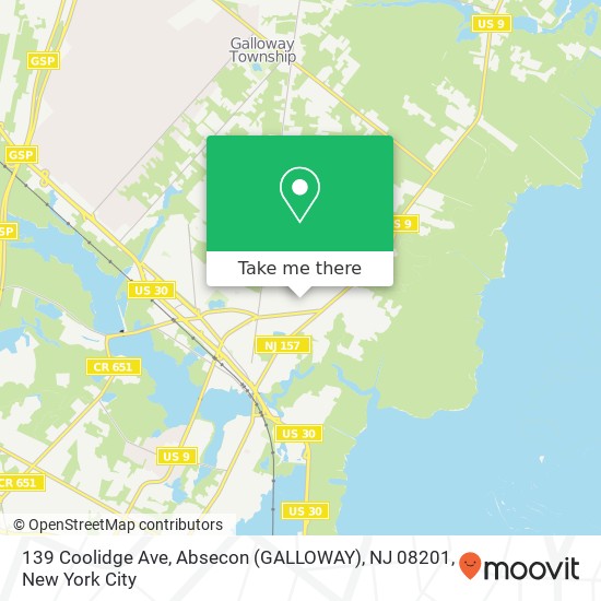 Mapa de 139 Coolidge Ave, Absecon (GALLOWAY), NJ 08201