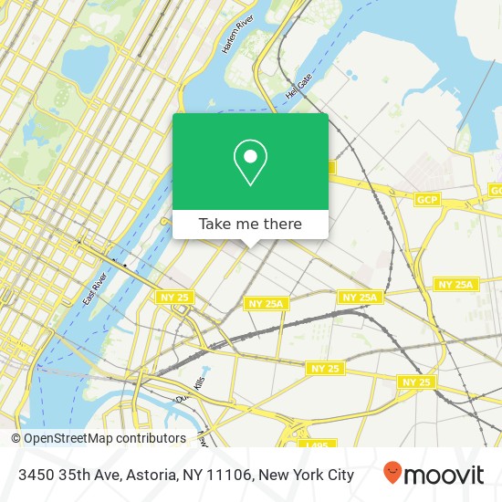 Mapa de 3450 35th Ave, Astoria, NY 11106