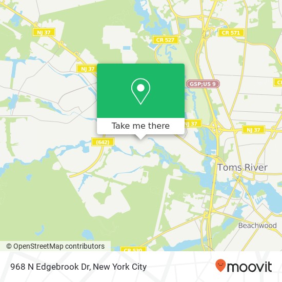 Mapa de 968 N Edgebrook Dr, Toms River (S TOMS RIVER), NJ 08757