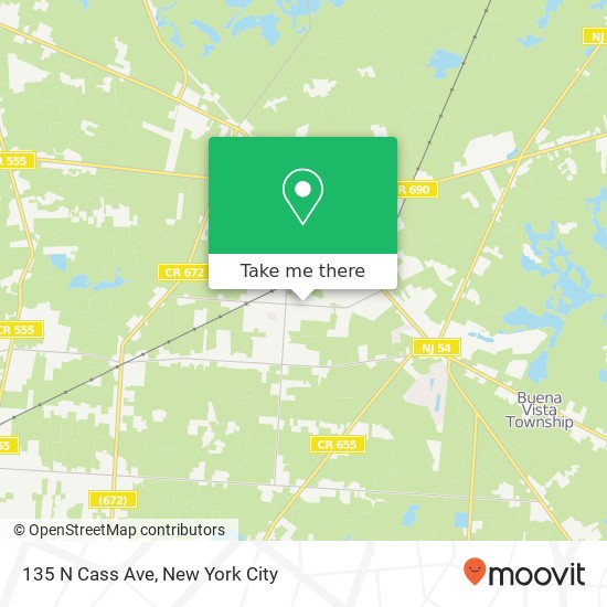 Mapa de 135 N Cass Ave, Minotola, NJ 08341