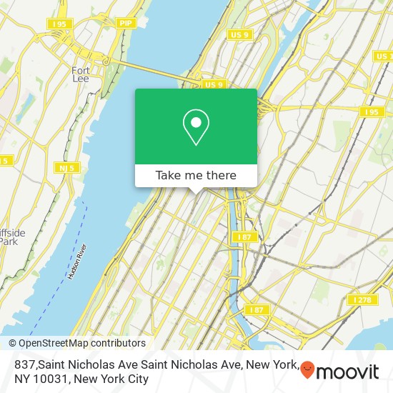 837,Saint Nicholas Ave Saint Nicholas Ave, New York, NY 10031 map