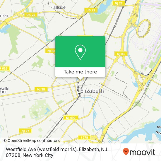 Mapa de Westfield Ave (westfield morris), Elizabeth, NJ 07208