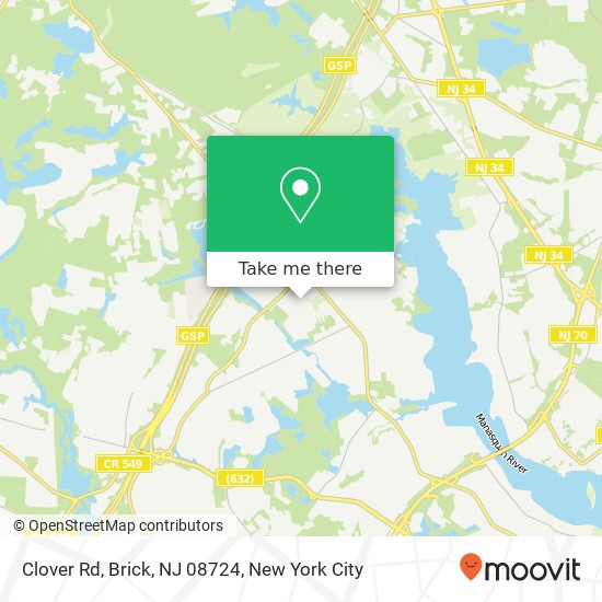 Mapa de Clover Rd, Brick, NJ 08724