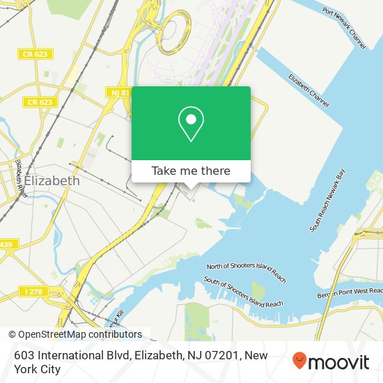 Mapa de 603 International Blvd, Elizabeth, NJ 07201