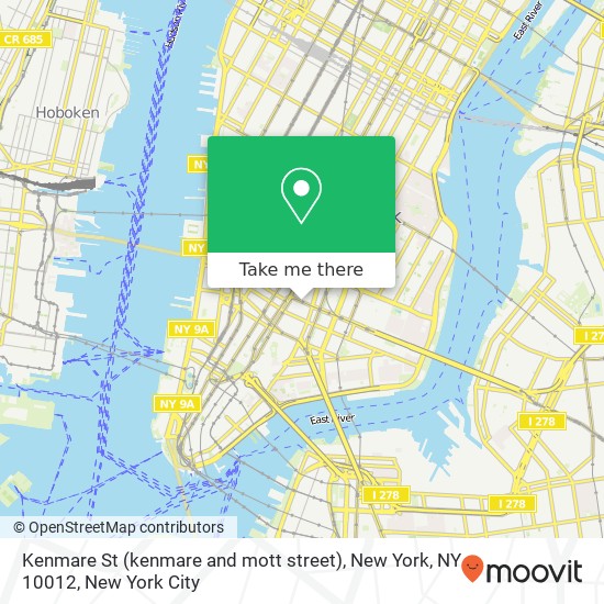 Mapa de Kenmare St (kenmare and mott street), New York, NY 10012