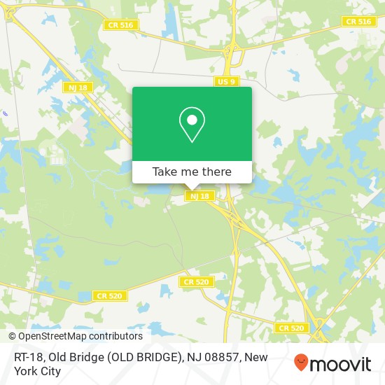 Mapa de RT-18, Old Bridge (OLD BRIDGE), NJ 08857