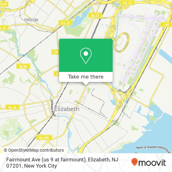 Mapa de Fairmount Ave (us 9 at fairmount), Elizabeth, NJ 07201