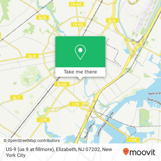 Mapa de US-9 (us 9 at fillmore), Elizabeth, NJ 07202